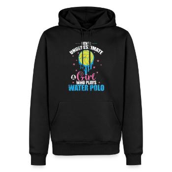 Never underestimate a Girl who play Water Polo - Men’s Premium Organic Hoodie - black - Front - Nico (187cm)