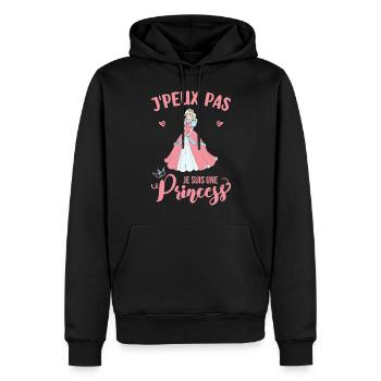 Je suis Une Princesse cadeau - Sweat à capuche Premium bio Homme - noir - Devant - Nico (187cm)