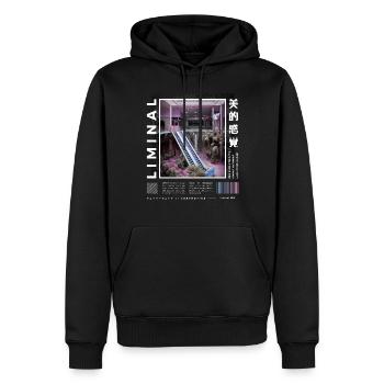 Liminal Spaces Retro 80s & 90s Aesthetic Vaporwave - Männer Premium Bio Hoodie - Schwarz - Vorne - Nico (187cm)