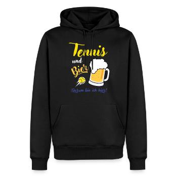 Tennis und Bier Spruch Geschenk Tennisspieler - Männer Premium Bio Hoodie - Schwarz - Vorne - Nico (187cm)