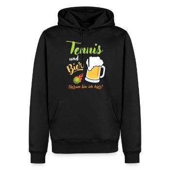 Tennis und Bier Tennisspieler Tennismatch Geschenk - Männer Premium Bio Hoodie - Schwarz - Vorne - Nico (187cm)