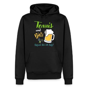 Tennis und Bier Tennistrainer Spruch Geschenk - Männer Premium Bio Hoodie - Schwarz - Vorne - Nico (187cm)