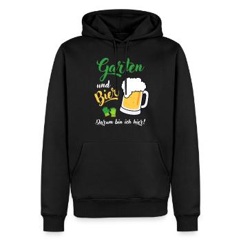 Garten und Bier Hobbygärtner Gartenarbeit Spruch - Männer Premium Bio Hoodie - Schwarz - Vorne - Nico (187cm)