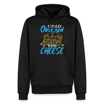 Complètement obsédé par le fromage Cheesy Cheese Lover - Sweat à capuche Premium bio Homme - noir - Devant - Nico (187cm)