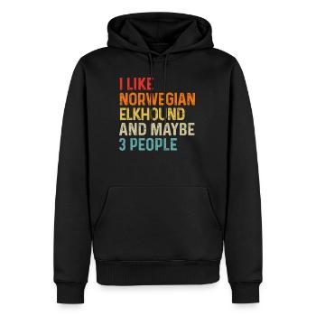 I Like Norwegian Elkhound And Maybe 3 People Dog - Men’s Premium Organic Hoodie - black - Front - Nico (187cm)