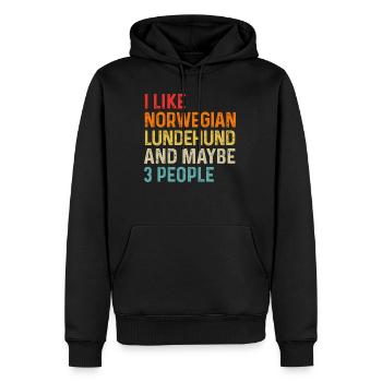 Ich mag norwegischen Lundehund und vielleicht 3 Personen Hund - Männer Premium Bio Hoodie - Schwarz - Vorne - Nico (187cm)