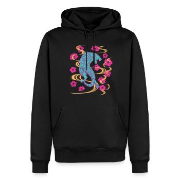 Tiger Vaporwave Ästhetik Streetwear - Männer Premium Bio Hoodie - Schwarz - Vorne - Nico (187cm)