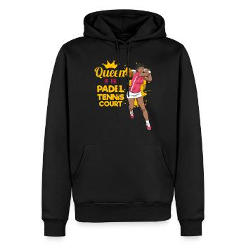 Padel Paddle Tennis Sport Queen Heart I Cadeau - Sweat à capuche Premium bio Homme - noir - Devant - Nico (187cm)