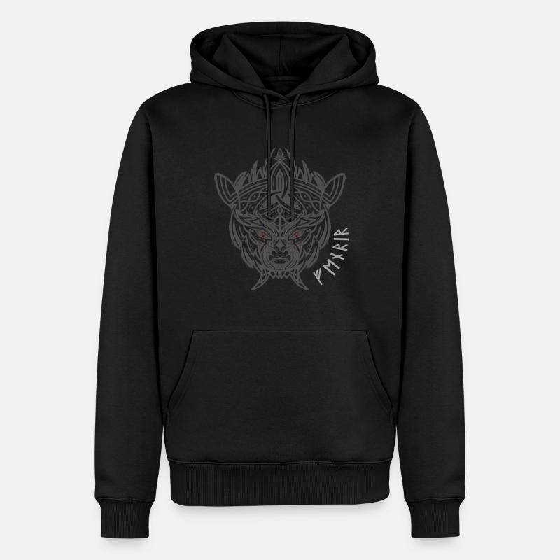 Fenriswolf Wikinger Wolf Fenrir - Männer Premium Bio Hoodie - Schwarz