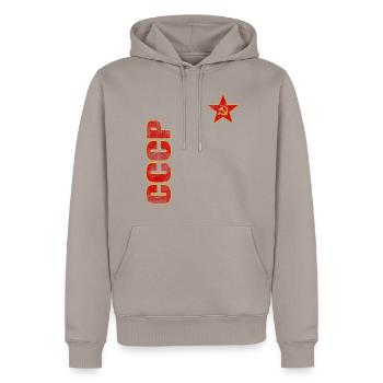 Étoile rouge URSS Communiste Russe Étoile rouge - Sweat à capuche Premium bio Homme - taupe - Devant - Nico (187cm)