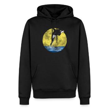 Vintage Killerwal Ozean Schwimmen Springer Orca - Männer Premium Bio Hoodie - Schwarz - Vorne - Nico (187cm)