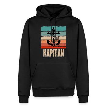 cadeau capitaine polonais rétro - Sweat à capuche Premium bio Homme - noir - Devant - Nico (187cm)