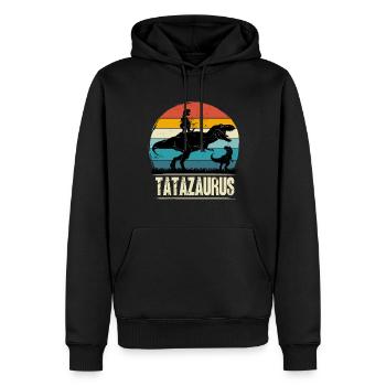 Tatazaurus papa t-rex père polonais - Sweat à capuche Premium bio Homme - noir - Devant - Nico (187cm)