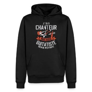 cadeau chanteur guitariste guitare - Sweat à capuche Premium bio Homme - noir - Devant - Nico (187cm)