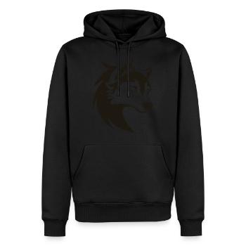 Stilisiertes cooles Wolfskopf-Symbol - Männer Premium Bio Hoodie - Schwarz - Vorne - Nico (187cm)