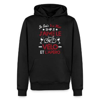 Je suis un mec simple j'aime le vélo et l'apéro - Sweat à capuche Premium bio Homme - noir - Devant - Nico (187cm)