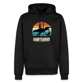 Daddysaurus Dinosaurier T-Rex Geschenk Papa Vater - Männer Premium Bio Hoodie - Schwarz - Vorne - Nico (187cm)