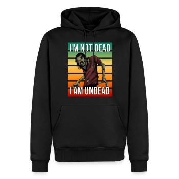 Je ne suis pas mort, je suis la mort vivante - Sweat à capuche Premium bio Homme - noir - Devant - Nico (187cm)