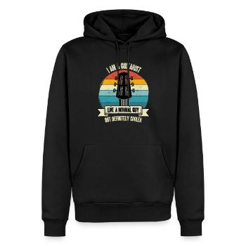 guitarist gift humor retro guitar - Men’s Premium Organic Hoodie - black - Front - Nico (187cm)