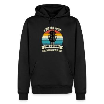 cadeau guitariste humour guitare rétro - Sweat à capuche Premium bio Homme - noir - Devant - Nico (187cm)