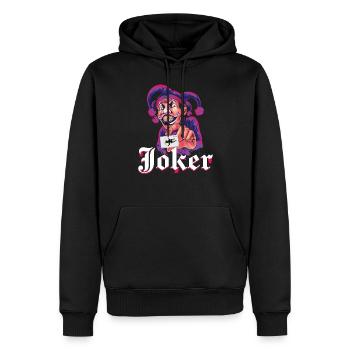 Carte Joker Violet - Sweat à capuche Premium bio Homme - noir - Devant - Nico (187cm)