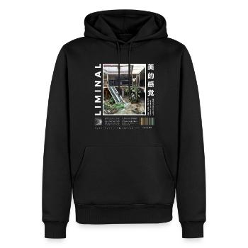Liminal Spaces Retro 80s & 90s Aesthetic Vaporwave - Männer Premium Bio Hoodie - Schwarz - Vorne - Nico (187cm)