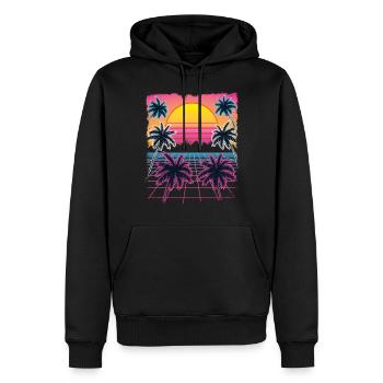 Synthwave Retro 80s Streetwear Design - Männer Premium Bio Hoodie - Schwarz - Vorne - Nico (187cm)