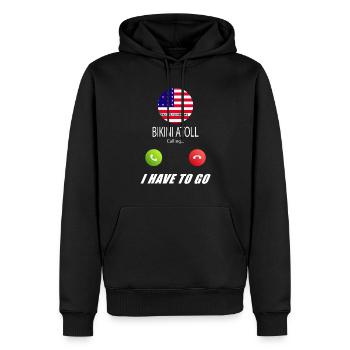Bikini Atoll calls lusiger flags spell - Men’s Premium Organic Hoodie - black - Front - Nico (187cm)
