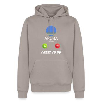 Aruba calls to Lusiger flags saying - Men’s Premium Organic Hoodie - taupe - Front - Nico (187cm)