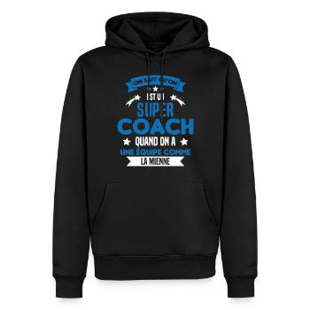 On Sait Qu'on Est Un Super Coach - Sweat à capuche Premium bio Homme - noir - Devant - Nico (187cm)
