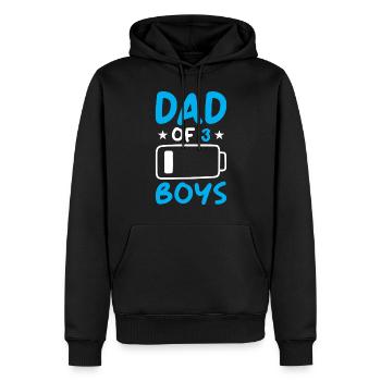 Papa de 3 garçons - Sweat à capuche Premium bio Homme - noir - Devant - Nico (187cm)