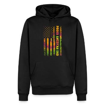 Stolzer Amerikanischer Papa - Männer Premium Bio Hoodie - Schwarz - Vorne - Nico (187cm)