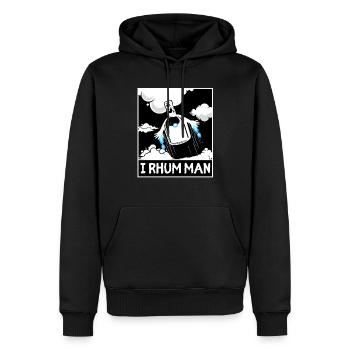 I RHUM MAN Apéro entre amis - Rhum - Apéro rhum - Sweat à capuche Premium bio Homme - noir - Devant - Nico (187cm)