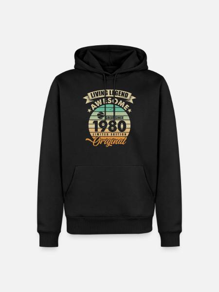 1980 Birthday Retro Orginal - Men’s Premium Organic Hoodie - black