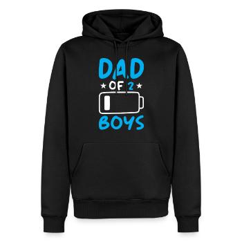 Papa de 2 garçons - Sweat à capuche Premium bio Homme - noir - Devant - Nico (187cm)