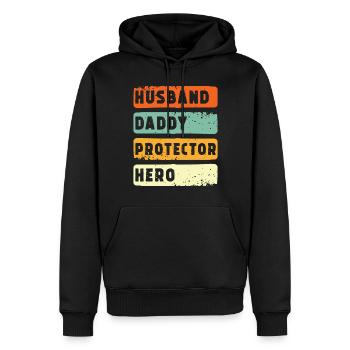 Mari Papa Protecteur Héros - Sweat à capuche Premium bio Homme - noir - Devant - Nico (187cm)