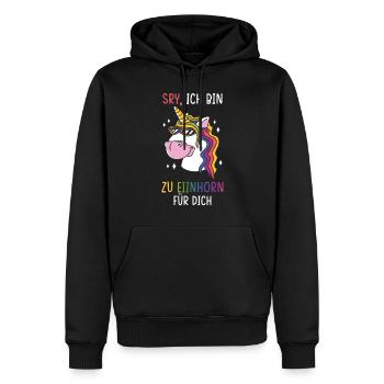 Einhorn Sprüche Einhorn Damen - Männer Premium Bio Hoodie - Schwarz - Vorne - Nico (187cm)