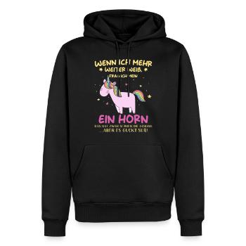 Einhorn Sprüche Einhorn Damen - Männer Premium Bio Hoodie - Schwarz - Vorne - Nico (187cm)