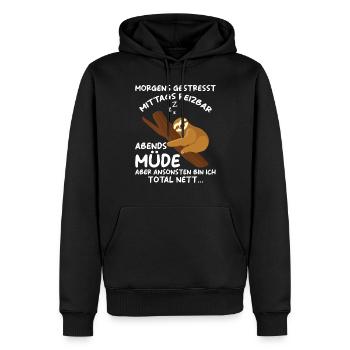 Faultier Geschenk Faultier Sprüche - Männer Premium Bio Hoodie - Schwarz - Vorne - Nico (187cm)