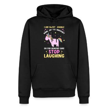 Einhorn Sprüche Lustiges Einhorn Damen Mädchen - Männer Premium Bio Hoodie - Schwarz - Vorne - Nico (187cm)