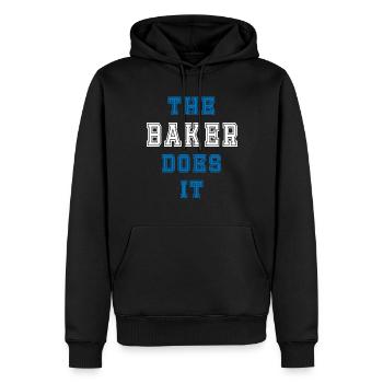 The Bäcker does it Bäcker Geschenk - Männer Premium Bio Hoodie - Schwarz - Vorne - Nico (187cm)