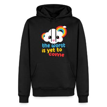 wrost yet as rainbow color cloud back - Men’s Premium Organic Hoodie - black - Front - Nico (187cm)