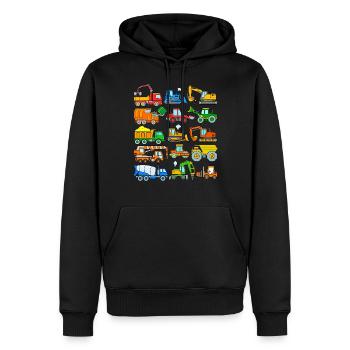LKW Bagger Bulldozer Baustelle Baufahrzeug Kinder - Männer Premium Bio Hoodie - Schwarz - Vorne - Nico (187cm)