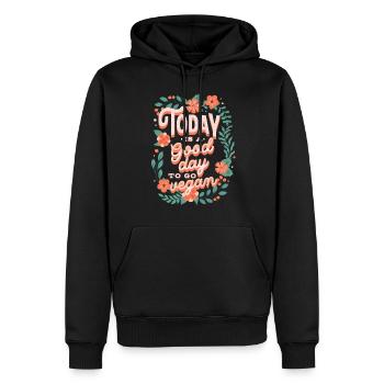 Aujourd’hui est un bon jour pour devenir végétalien - Sweat à capuche Premium bio Homme - noir - Devant - Nico (187cm)