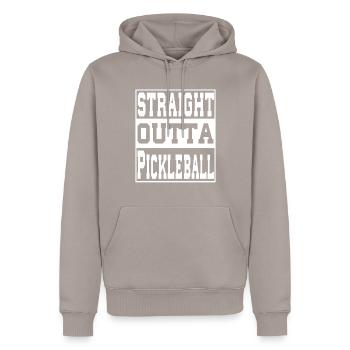 Pickleball saying funny - Men’s Premium Organic Hoodie - taupe - Front - Nico (187cm)