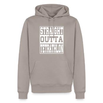 Tetrathlon Spruch lustig - Männer Premium Bio Hoodie - Taupe - Vorne - Nico (187cm)