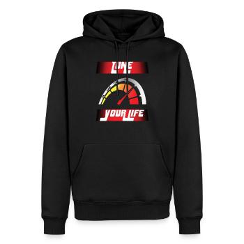 Lebensgestaltung - Männer Premium Bio Hoodie - Schwarz - Vorne - Nico (187cm)