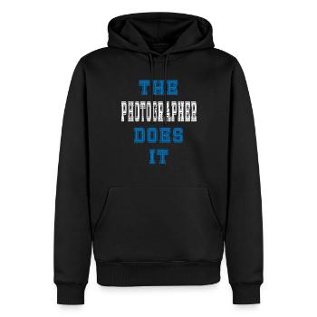 The Fotograf does it Fotgraf Geschenk - Männer Premium Bio Hoodie - Schwarz - Vorne - Nico (187cm)