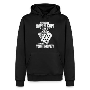 Ma plus grande fuite Doppelkopf est de dépenser votre argent - Sweat à capuche Premium bio Homme - noir - Devant - Nico (187cm)