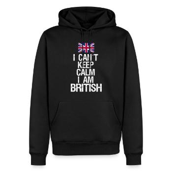 Je ne peux pas garder mon calme Je suis britannique - Sweat à capuche Premium bio Homme - noir - Devant - Nico (187cm)